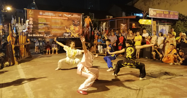 新山白鶴派武術體育會日前在新山陳旭年文化街也表演白鶴派拳術及武術競賽套路。