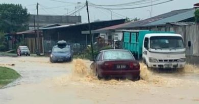 今午豪雨不到半小时  古来新港新村路口淹了