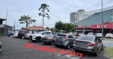 好自私！ 一排轿车 挡泊车场出入口